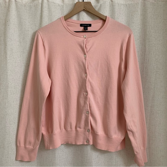 Lands' End Sweaters - Land’s End Baby Pink Baumwolle Button Down Cardigan XLP Petite